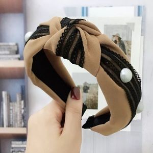 Accessories - lace headband with pearl and knot 5 color availabl Accessories - lace headband with pearl and knot 5 color availabl